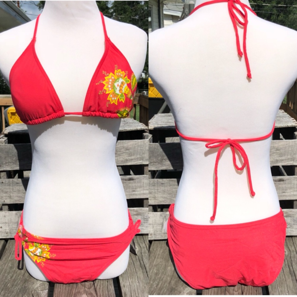 - Dippers Coral Red Triangle Bikini! NEW!